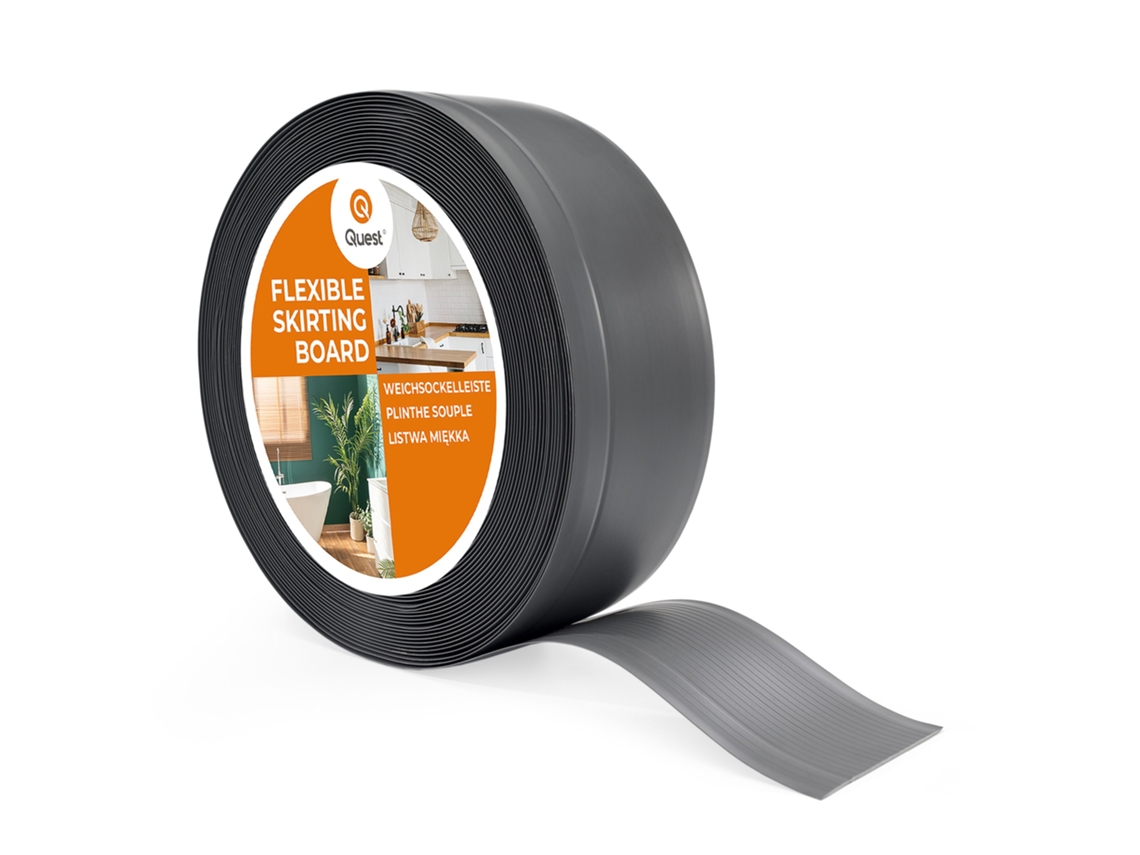 Zócalo de PVC 70x20 mm, 25 m, flexible, suave, gris oscuro Quest