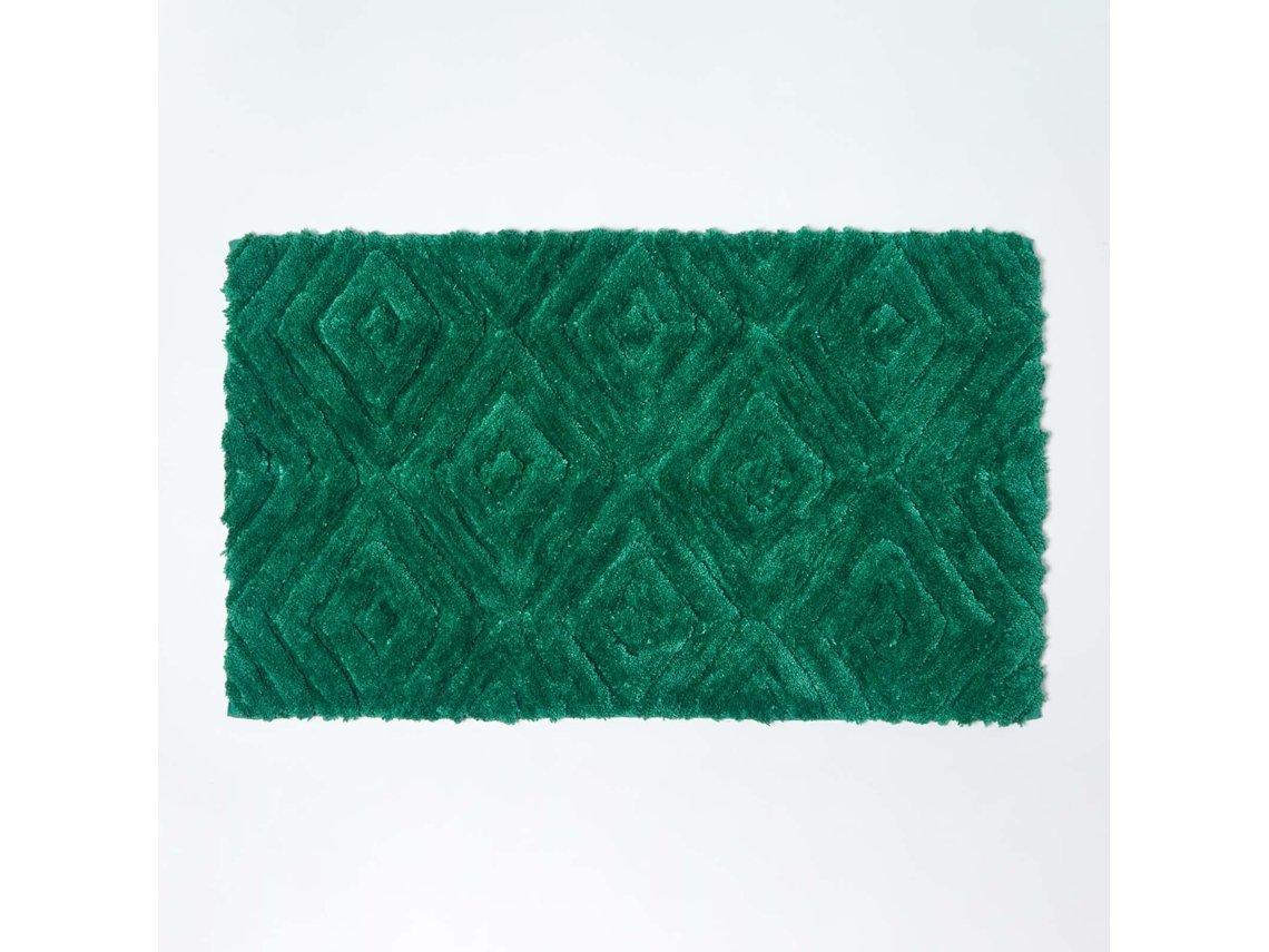 Homescapes Ikat Pattern Emerald Green Bath Mat