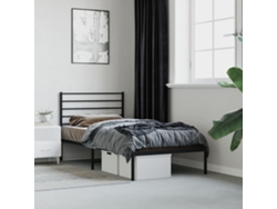 Estructura Cama Sin Colchón Con Cabecero Metal Negro 90x190 Cm