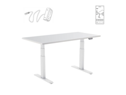 Escritorio motorizado sentado/de pie 150x75cm altura 62-128cm Tablero blanco / Base blanca Conectado KIMEX