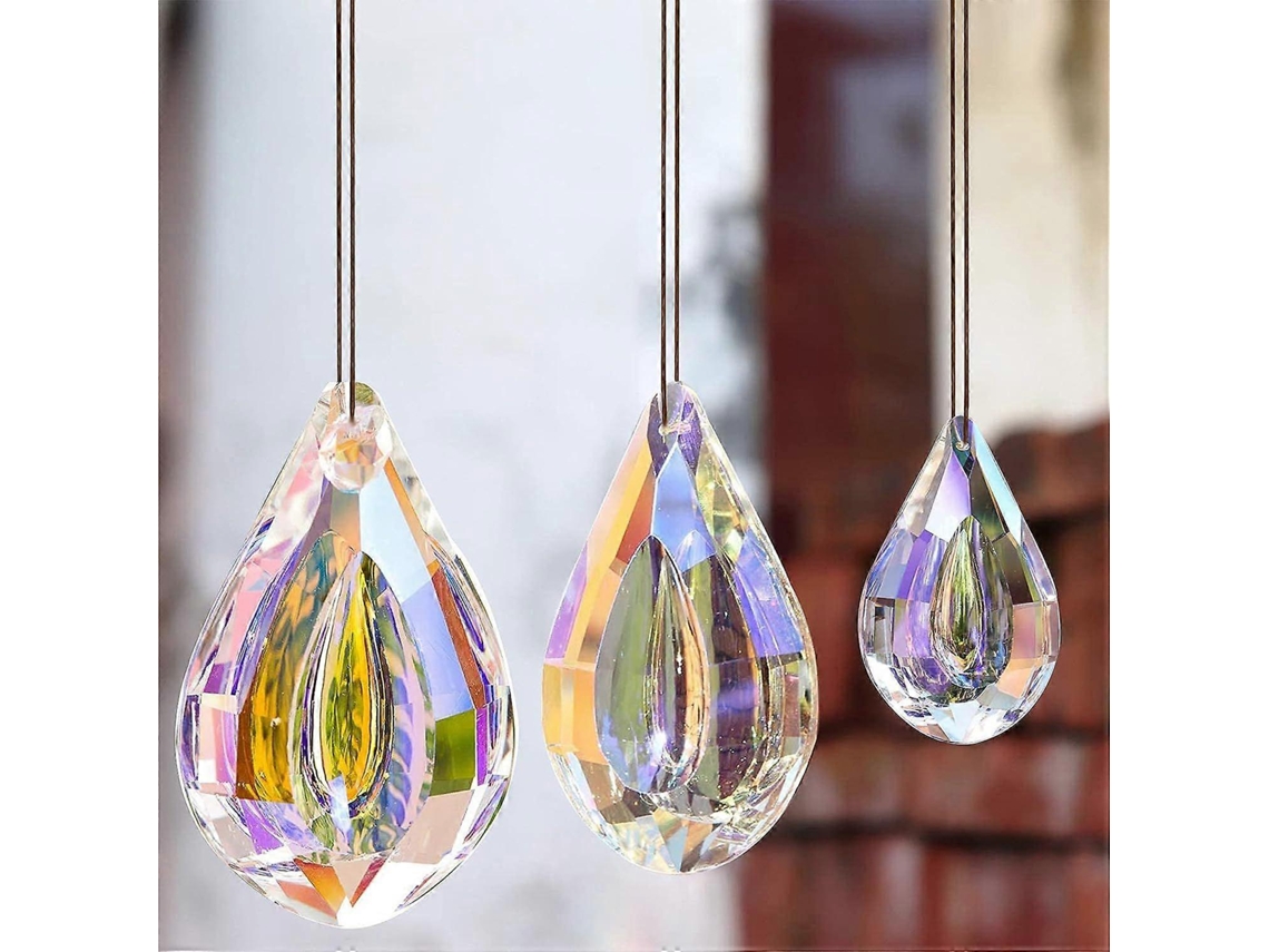 Tú. 2 colgantes de cristal con forma de prisma arcoíris para decoración de ventanas, jardines y hogar, con cadena (76 mm).