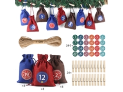 Calendario de Adviento Chrui, 24 bolsas colgantes de yute, regalo de dulces (06)
