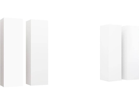 Conjunto 4 Mueble para la televisión VIDAXL Blanco Madera contrachapada (30.5x30x110 cm)