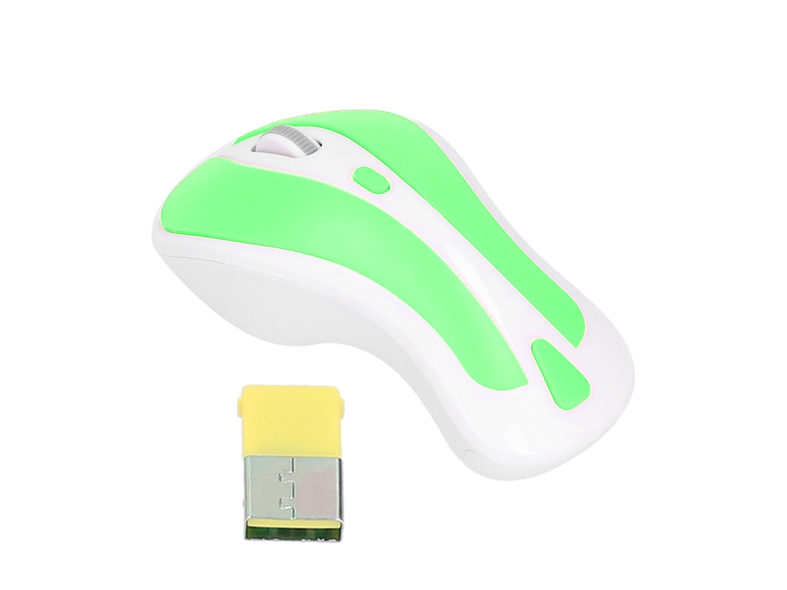 Mouse Sem Fio 2.4ghz Com Receptor Usb, 1600 Dpi, Compatível Com Win/android/os X, Branco E Verde