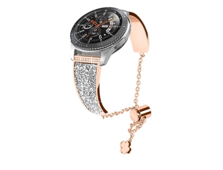 Correa de reloj inteligente para Garmin Venu 2 / Forerunner 265/255 22 mm Mental con cadena de diamantes (oro rosa)