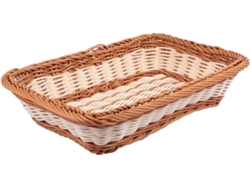 Cesta Tejida De Pp, Imitación Ratán Bicolor, 30x20x6 Cm, Para Fruta Y Hecha A Mano.
