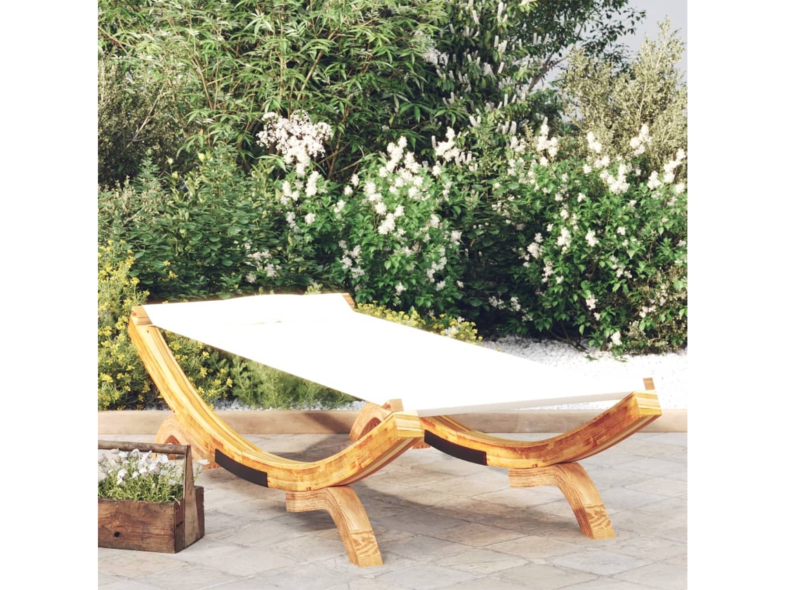 Tumbonasilla De Madera Maciza Curvada Crema 100x188,5x44 Cm Wsd51751