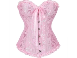 2026-corset Floral Sexy Para Mujer Con Encaje En La Espalda Lencería Bustier Talla Plus Thx 4xl Rosado