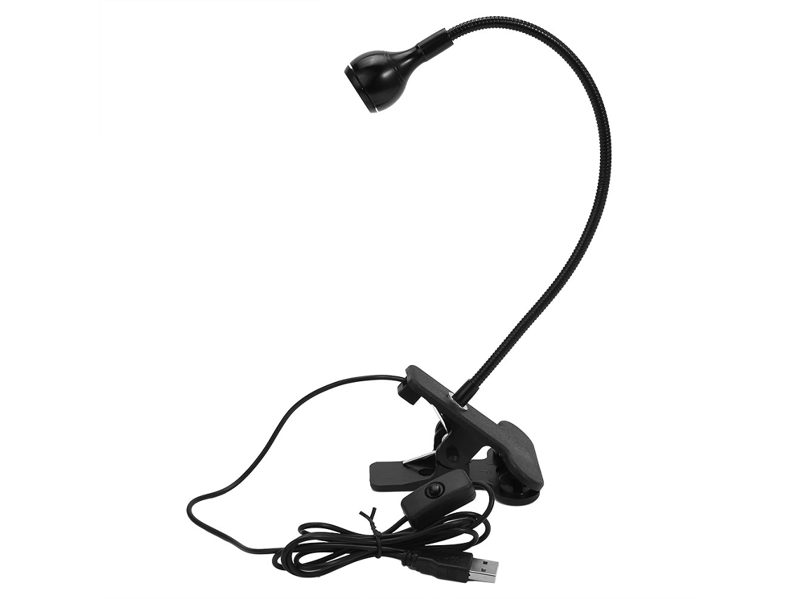 Rebe-luz Led De Lectura Flexible Usb Con Clip Para Mesa Y Ordenador, Blanca Fría 1w, Negra