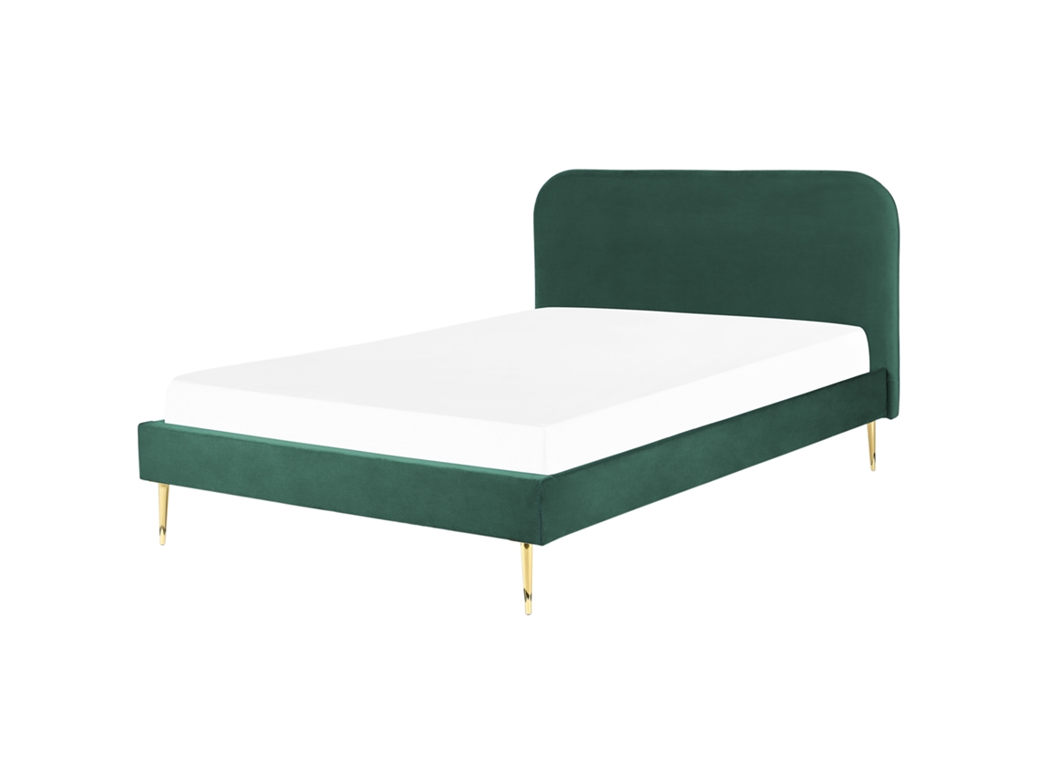 Cama con somier BELIANI Flayat de Terciopelo Verde 173x215x109