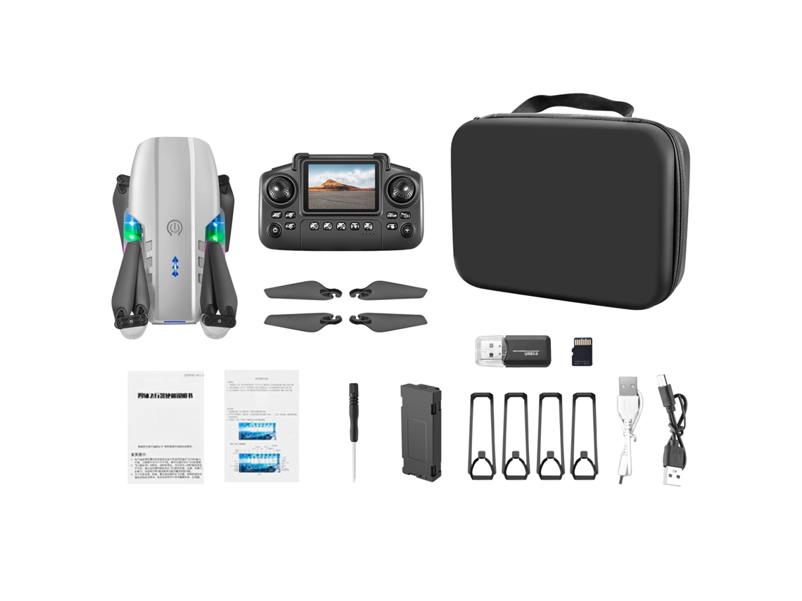 Cuadricóptero Con Cámara Dual, Plegable 2.4g 4 Canales, Luces Led, Modo Sin Cabeza Para Niños Adultos
