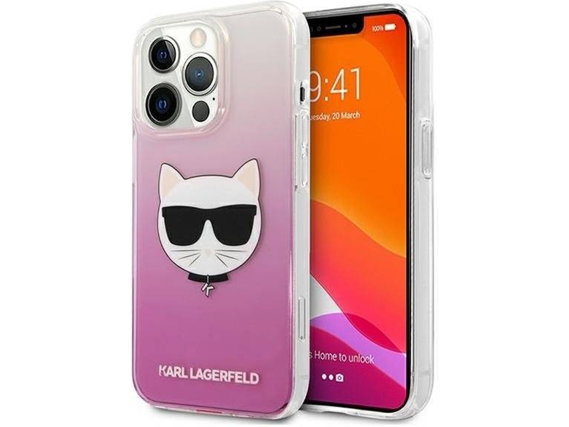 Funda Para IPhone 13 Pro De Karl Lagerfeld - Silicona, Diseño Karl & Choupette, Color Rosa