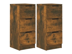 Aparador de 2 piezas, madera procesada de roble ahumado, MAISON EXCLUSIVE, 30x30x70 cm