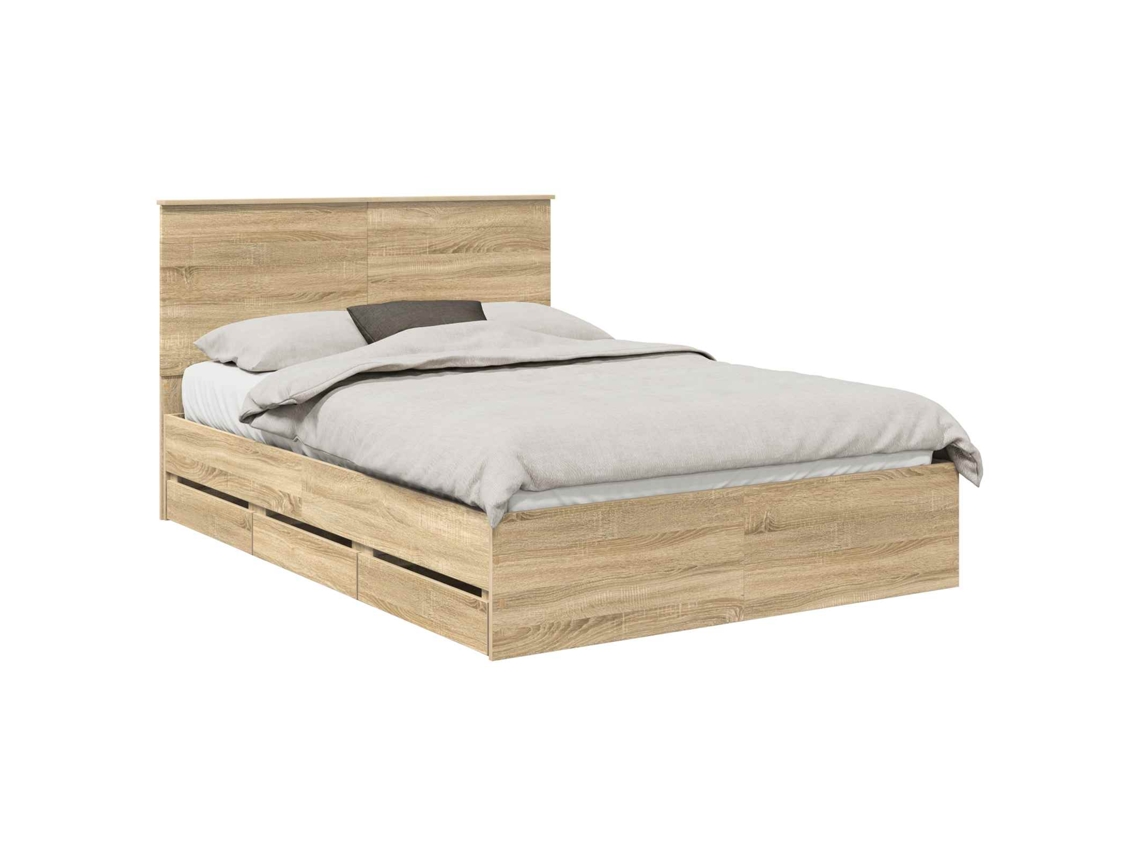 Maison Exclusive - Estructura De Cama Roble Sonoma 150 X 200 Cm Madera Ingenieril