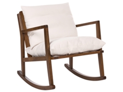 Poltrona De Sala De Estar De Estilo Escandinavo Beliani Kjevik De Madeira De Seringueira Creme 65x75x75
