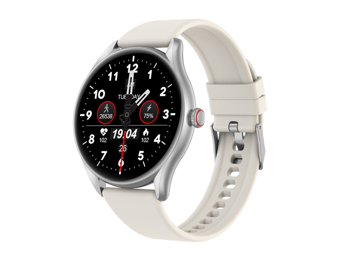Reloj inteligente MDUG (plateado) con llamadas Bluetooth, pagos sin conexión y monitorización de frecuencia cardíaca