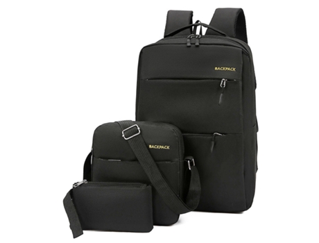 Juego combinado de mochila de 3 piezas Mochila para computadora portátil Bolsa de viaje de negocios resistente al agua con puerto de carga USB Moch...