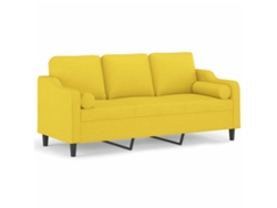 Maison Exclusive - Sofá De 3 Plazas Con Cojines Tela Amarillo Claro 180 Cm