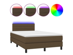 Maison Exclusive - Cama Box Spring Con Colchón Y Led Tela Marrón Oscuro 120x190 Cm