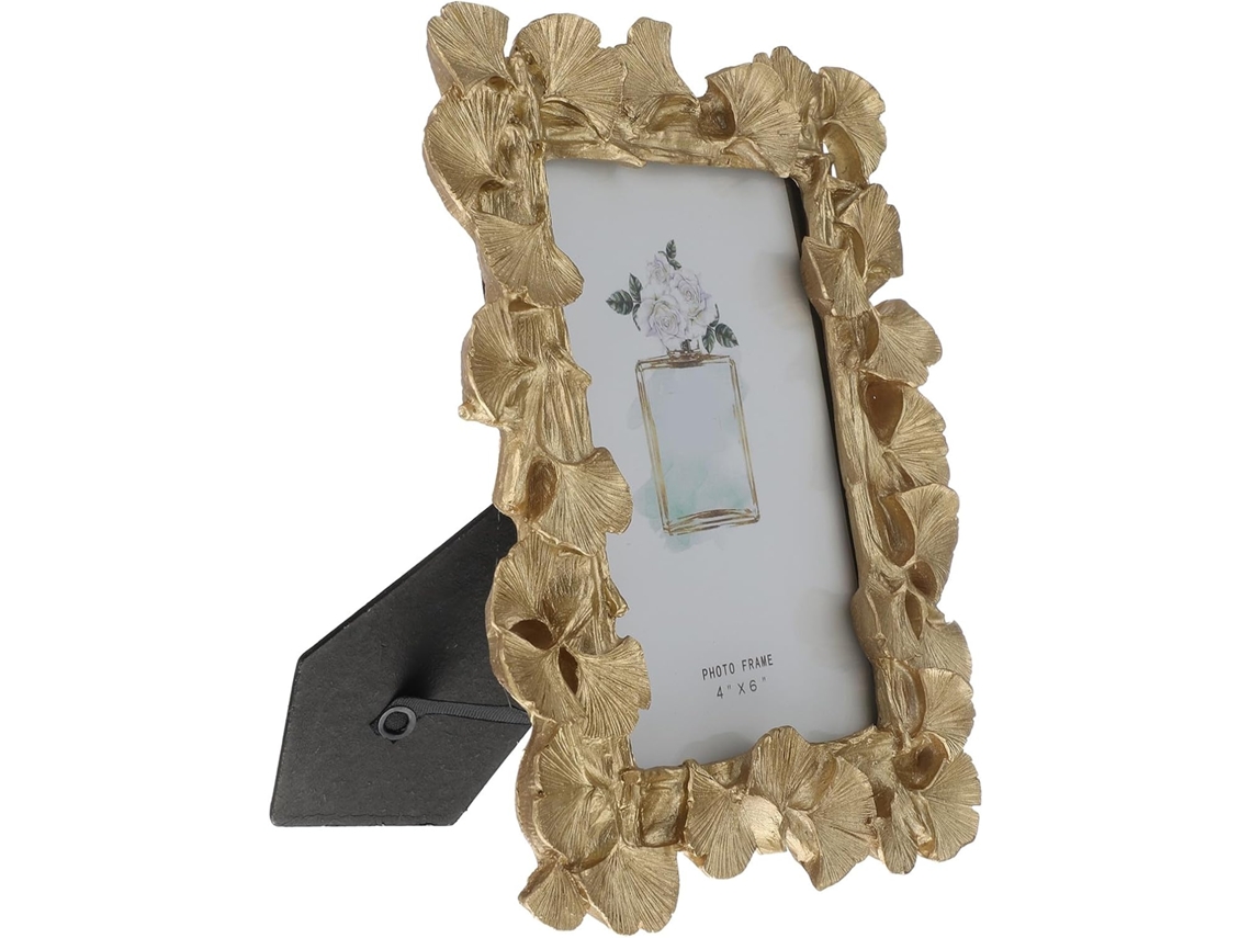 Marco Fotos Retro Oficina Dorado Caballete Forma Ginkgo Decoración Bodas Hoja
