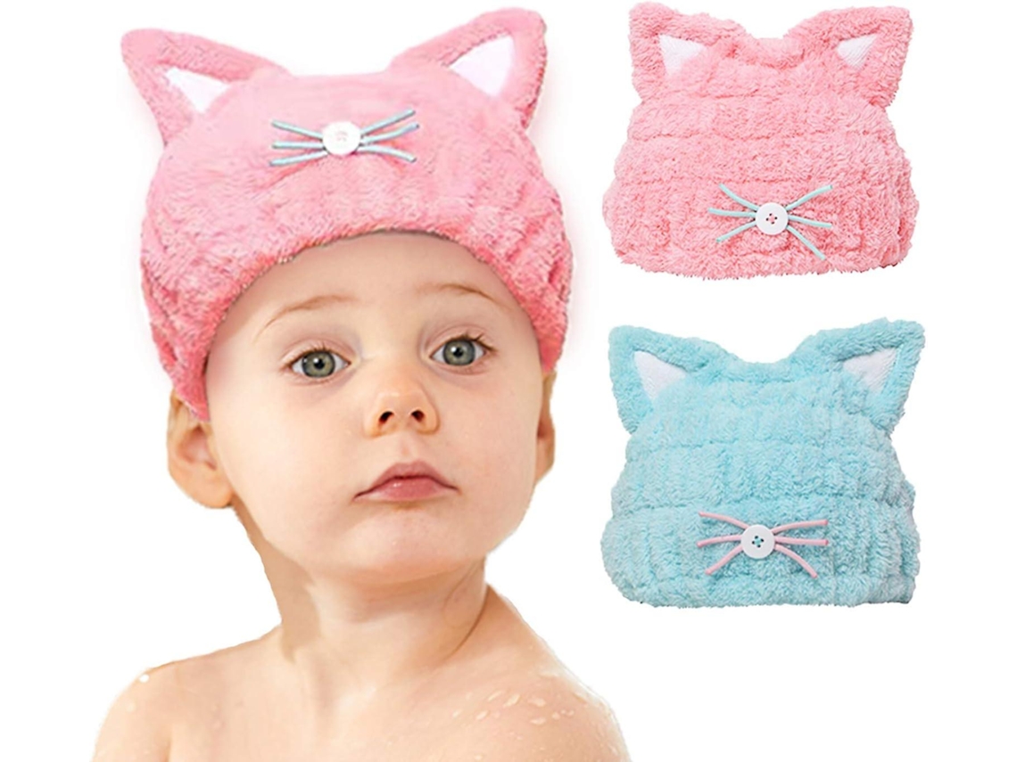 Gorro de ducha de microfibra de secado rápido (paquete de 2) para niñas y niños. Rosewell