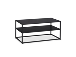 Mesa De Centro Relaxdays Em Vidro, 2 Andares, Estrutura Em Metal E Tampo Em Vidro, Axlxp: Aprox. 42 X 90 X 50 Cm, Preto