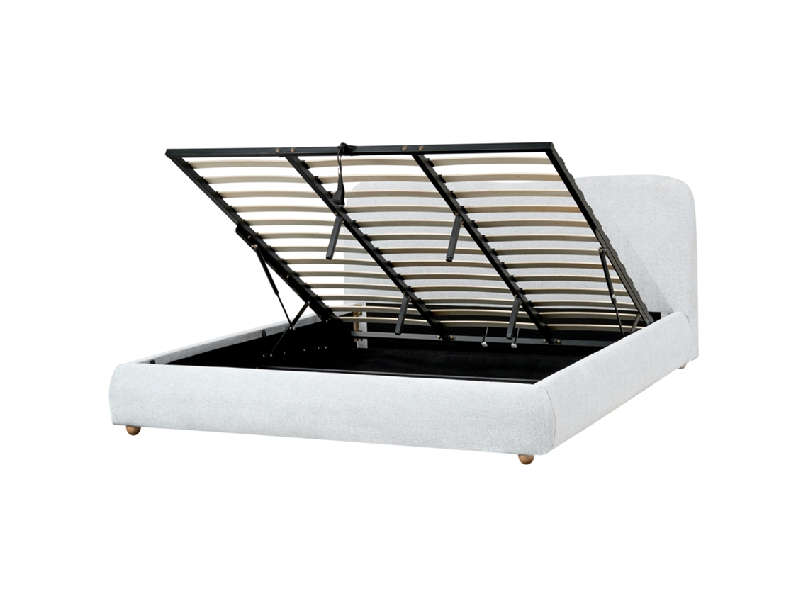 Cama con almacenaje Beliani Blagnac de poliéster gris (200 x 228 x 98 cm)
