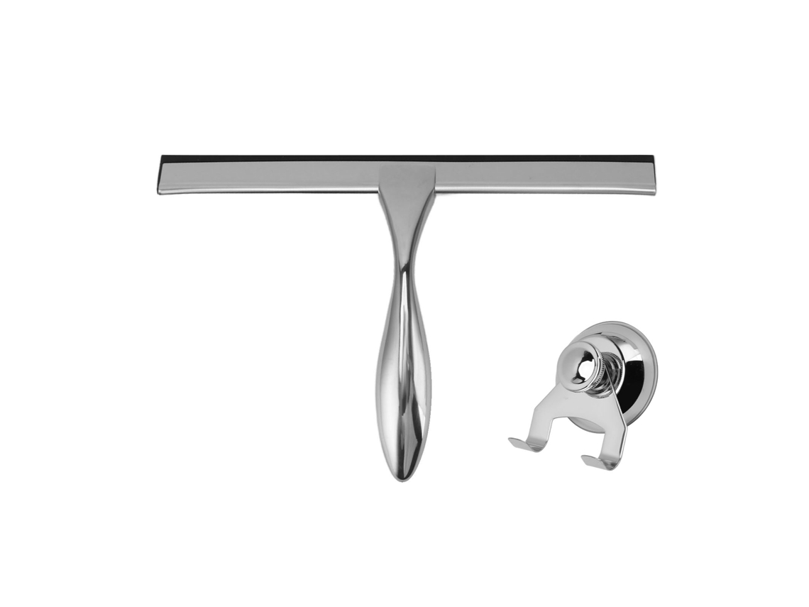 Raspador De Ducha De Cristal Con Acero Inoxidable Y Gancho De Succión, Diseño Ergonómico Antideslizante.