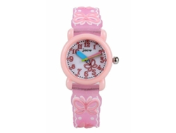 Jnew A335 86228 Hengrongshen Reloj de cuarzo para niños con diseño de mariposa de silicona resistente al agua y dibujos animados en 3D