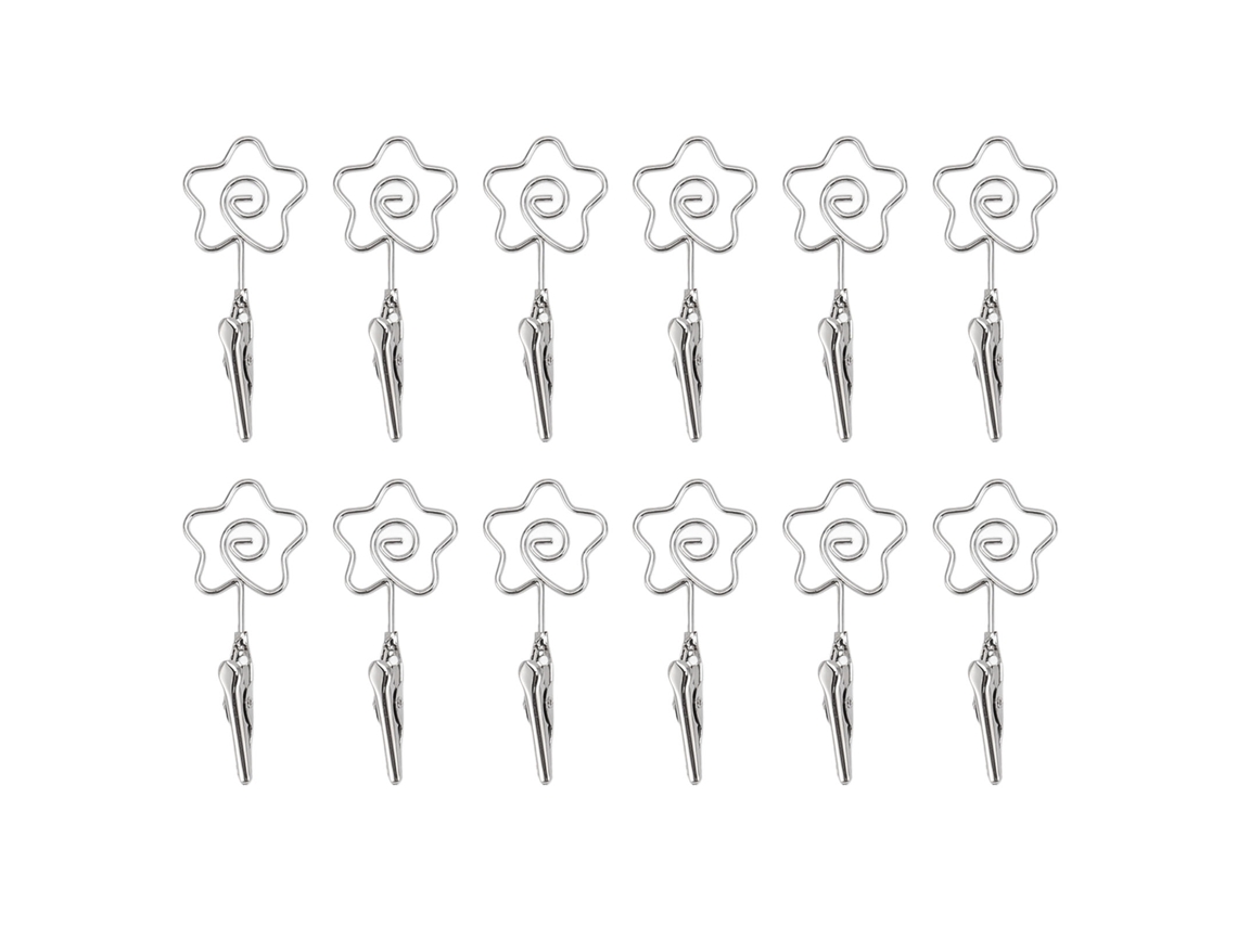12 Clips Metálicos De Doble Extremo De 7 Cm Para Fotos, Color Plata.