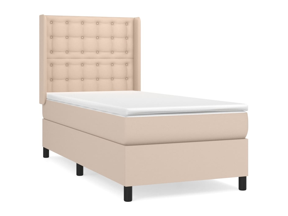 Maison Exclusive - Cama Box Spring Con Colchón Cuero Sintético Capuchino 80x200 Cm
