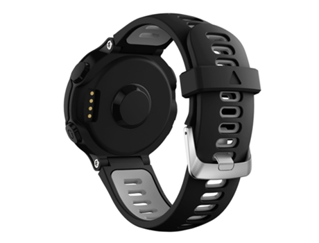 Correa de Silicona con hebilla plateada para Garmin Forerunner 735XT 220 230 235 620 630 - negro/gris