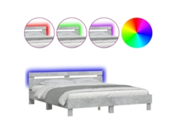 Maison Exclusive - Estructura De Cama Cabecero Y Luces Led Gris Hormigón 160x200cm