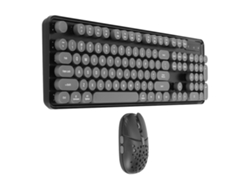 Teclado Y Ratón Inalámbricos Retro De 2,4 Ghz Con Teclas Redondas Y Teclado Numérico - Negro