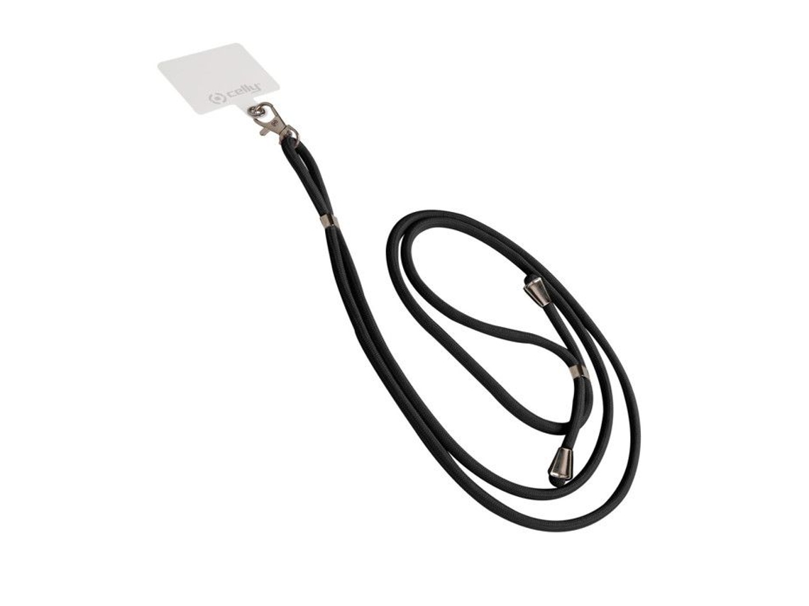 Cable de fijación Celly, cubierta negra, color negro, accesorio para teléfono con fijación segura