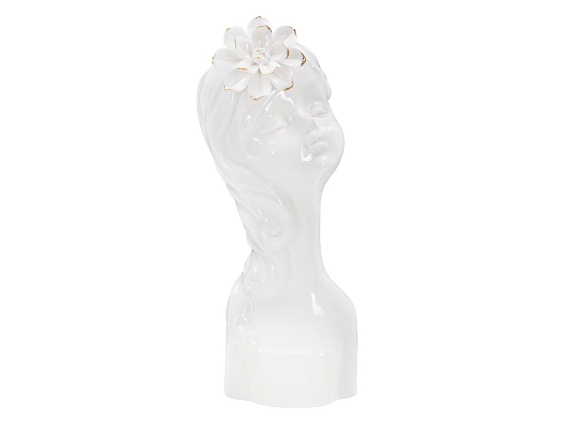 Florero Señorita Cm 10,5x10x24,7 Unico / Blanco Y Dorado