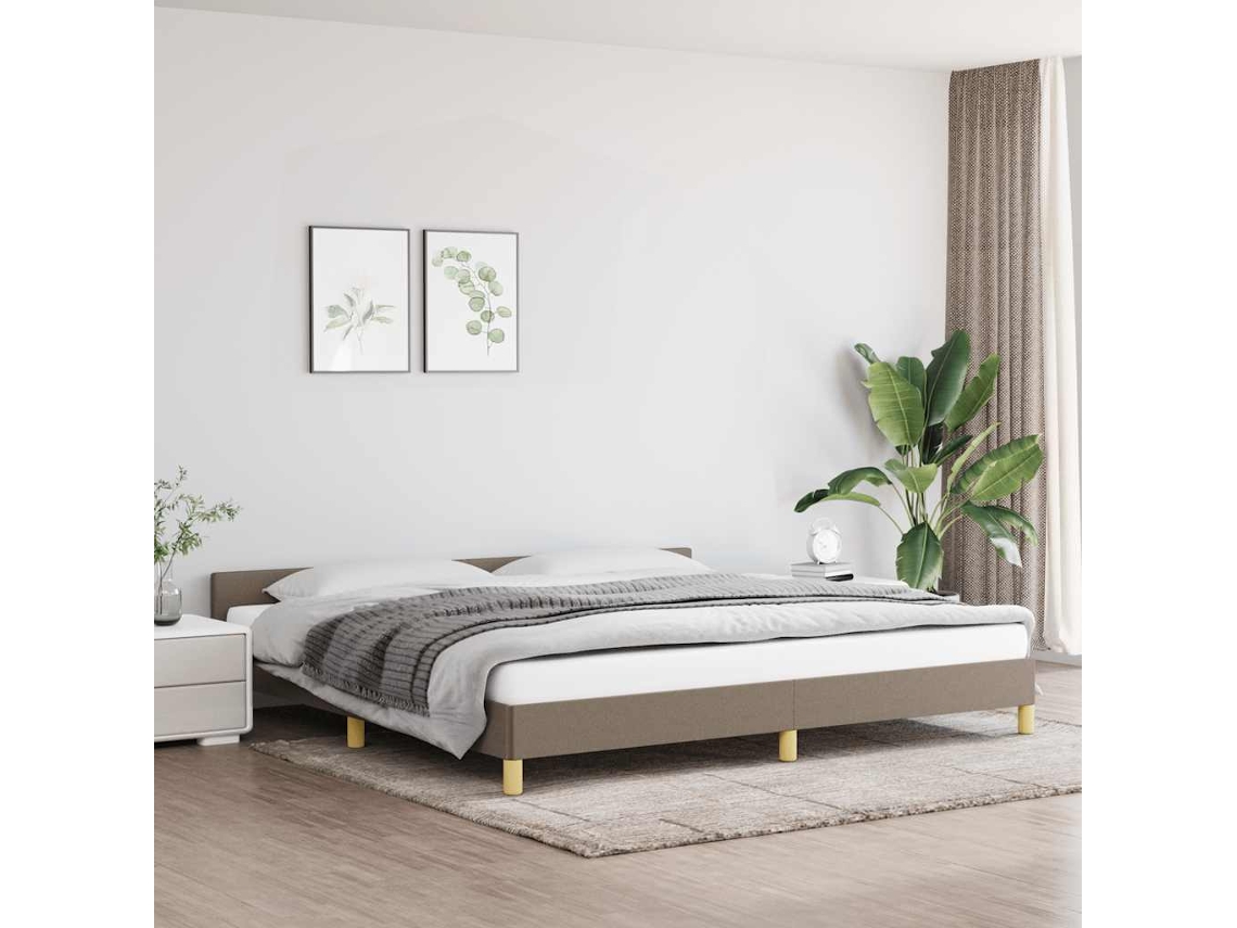 Cama Sin Colchón Tela Gris Taupe 200x200 Cm