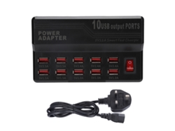 Cargador Usb Inteligente De 10 Puertos, Estación De Carga Rápida De 12 A, Concentrador De Energía De 100-240 V.