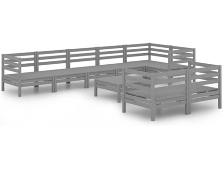 Conjunto 9 de muebles de jardín VIDAXL madera maciza de pino gris