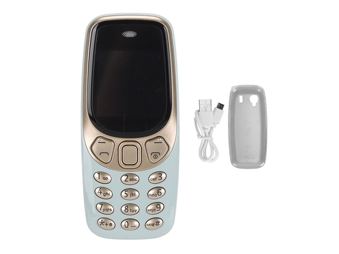 Mini Teléfono Móvil Bluetooth 3 En 1 Con Baja Radiación, 3 Sim Gsm, Desbloqueado, Color Verde Dorado.