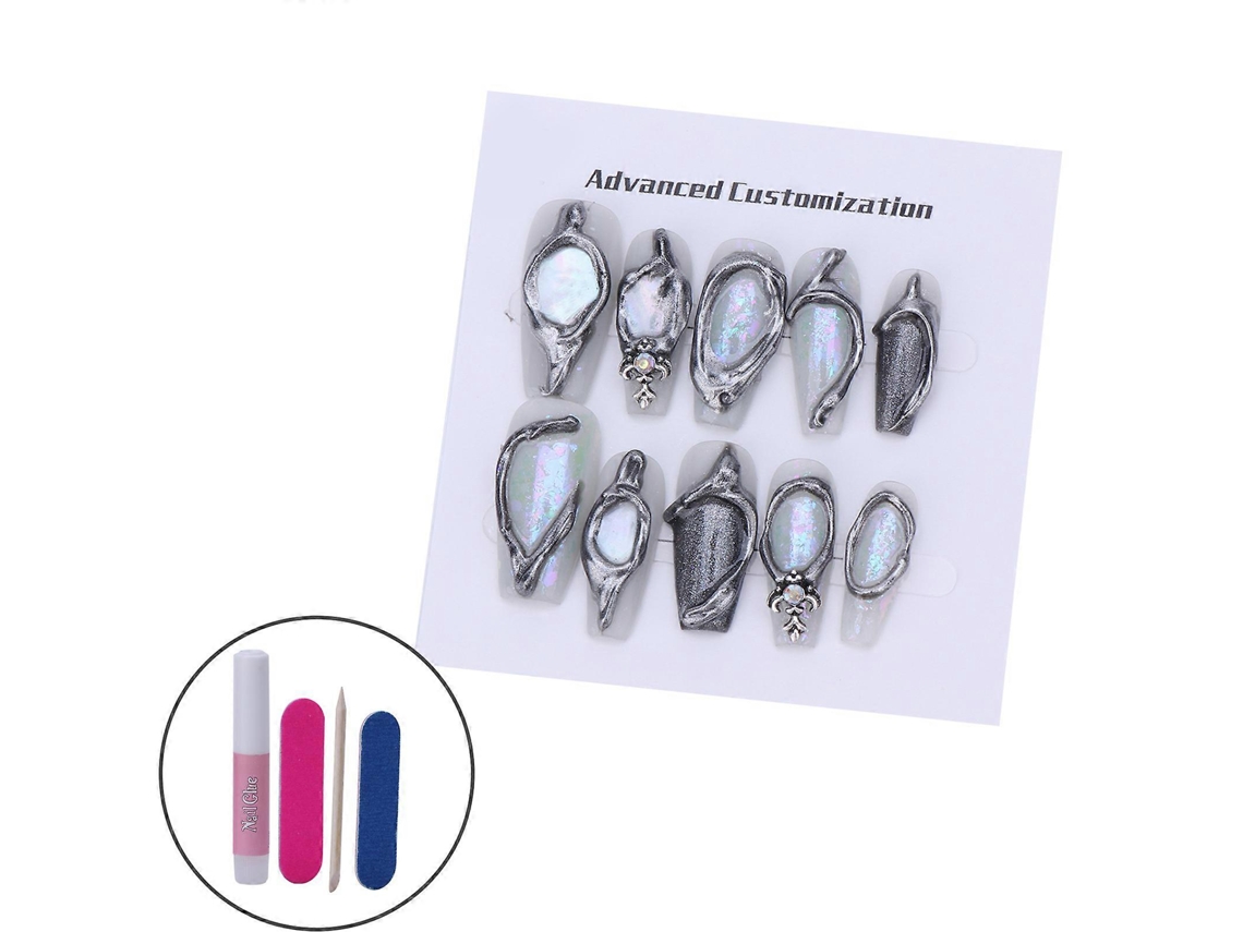 Manicura francesa pintada a mano con puntas únicas y un moderno efecto de decoloración arcoíris para un look personalizado. L Hengrongshen