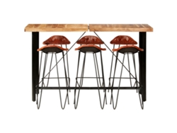 Maison Exclusive - Muebles De Bar 7 Piezas Madera Maciza Acacia Cuero Auténtico