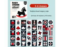 (3-6 meses) Tarjeta de estimulación visual para bebés Juguetes de aprendizaje temprano Libro de aprendizaje visual neonatal Contraste en blanco y negro