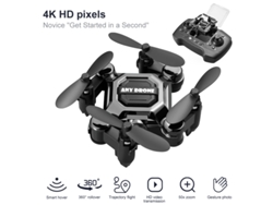 Mini Dron Plegable, Aeronave Portátil De Altitud Fija Con Cámara 4k (1 Baterías - Duración De La Batería 10 Min - Negro)