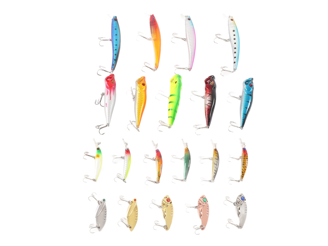 Kit De 20 Señuelos Artificiales Para Pesca En Agua Dulce Y Salada Con Señuelos Simulados Y Accesorios De Pesca.