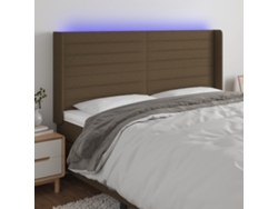 Cabecero Con Led De Tela Marrón Oscuro 203x16x118/128 Cm
