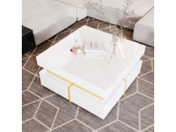 Mesa de centro con acabado brillante y detalles dorados QINGYU TECH