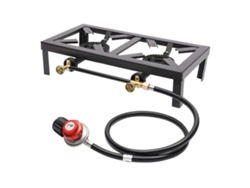 Estufa de gas, quemadores dobles, alta eficiencia, color negro OEM