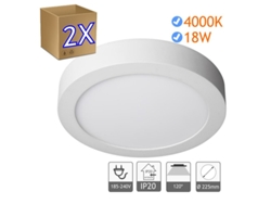 Set 2 Lámparas de Techo JANDEI Downlight Led (18W - Luz Neutra - 4200K)