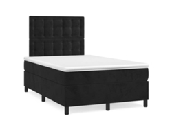 Cama Box Spring Con Colchón Terciopelo Negro 120x190 Cm